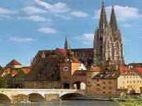 Regensburg an der Donau - Regensburger Dom mit steinerner Br�cke
