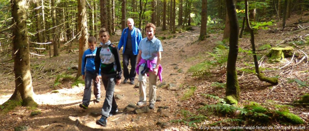 Urlaubsausflug in Bayern Spazierengehen mit Kindern im Bayerischen Wald